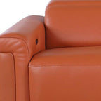 100" Beige Italian Leather Reclining USB Sofa