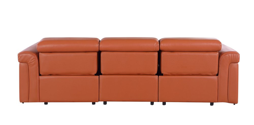 100" Beige Italian Leather Reclining USB Sofa