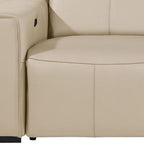 104" Chestnut Italian Leather Reclining USB Sofa And Storage
