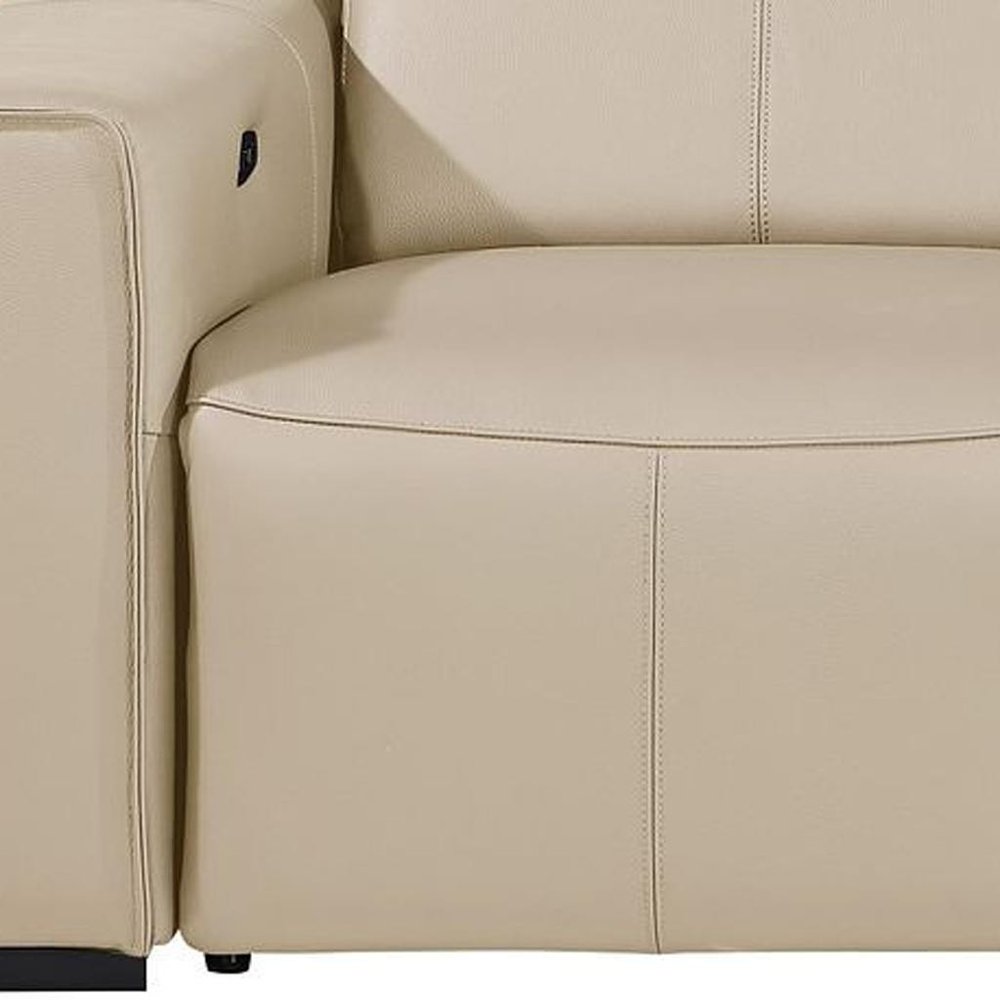 104" Chestnut Italian Leather Reclining USB Sofa And Storage