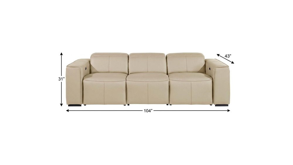 104" Chestnut Italian Leather Reclining USB Sofa And Storage