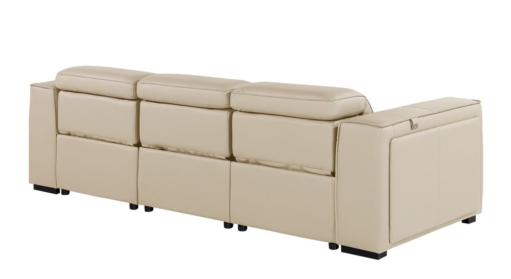 104" Chestnut Italian Leather Reclining USB Sofa And Storage