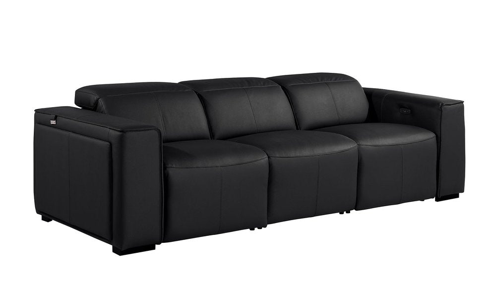 104" Chestnut Italian Leather Reclining USB Sofa And Storage