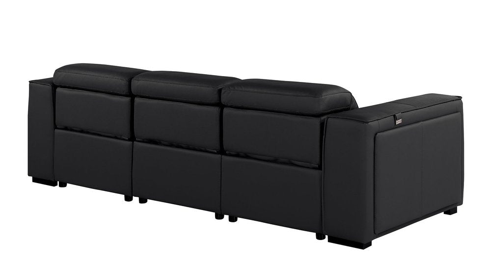 104" Camel Italian Leather Reclining USB Sofa And Storage