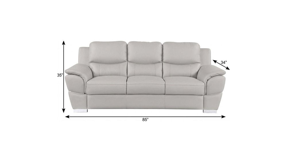 85" Black Genuine Leather Sofa