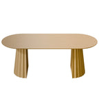 79" Natural Wood Double Pedestal Base Oval Dining Table