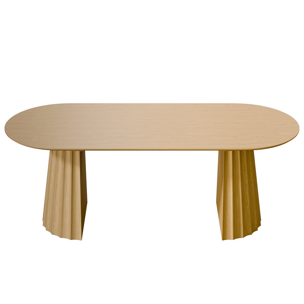 79" Natural Wood Double Pedestal Base Oval Dining Table