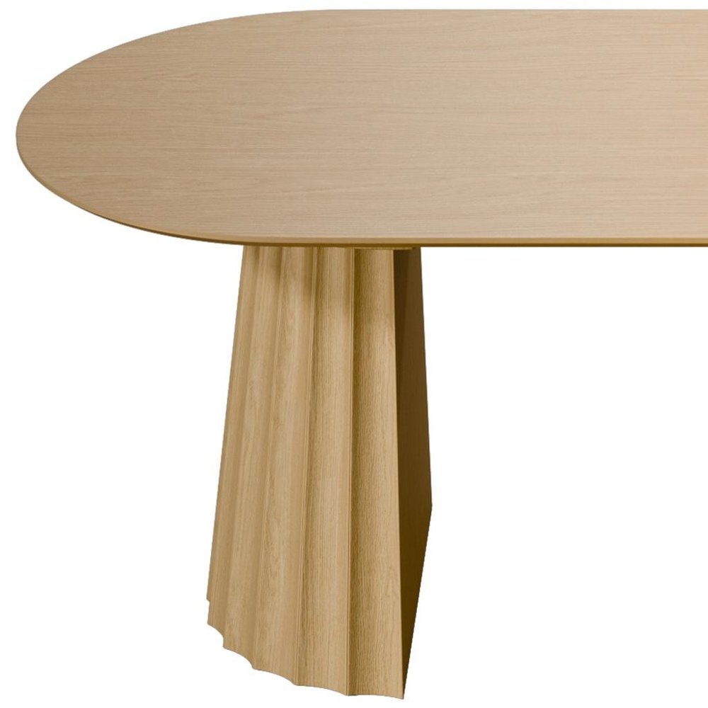 79" Natural Wood Double Pedestal Base Oval Dining Table