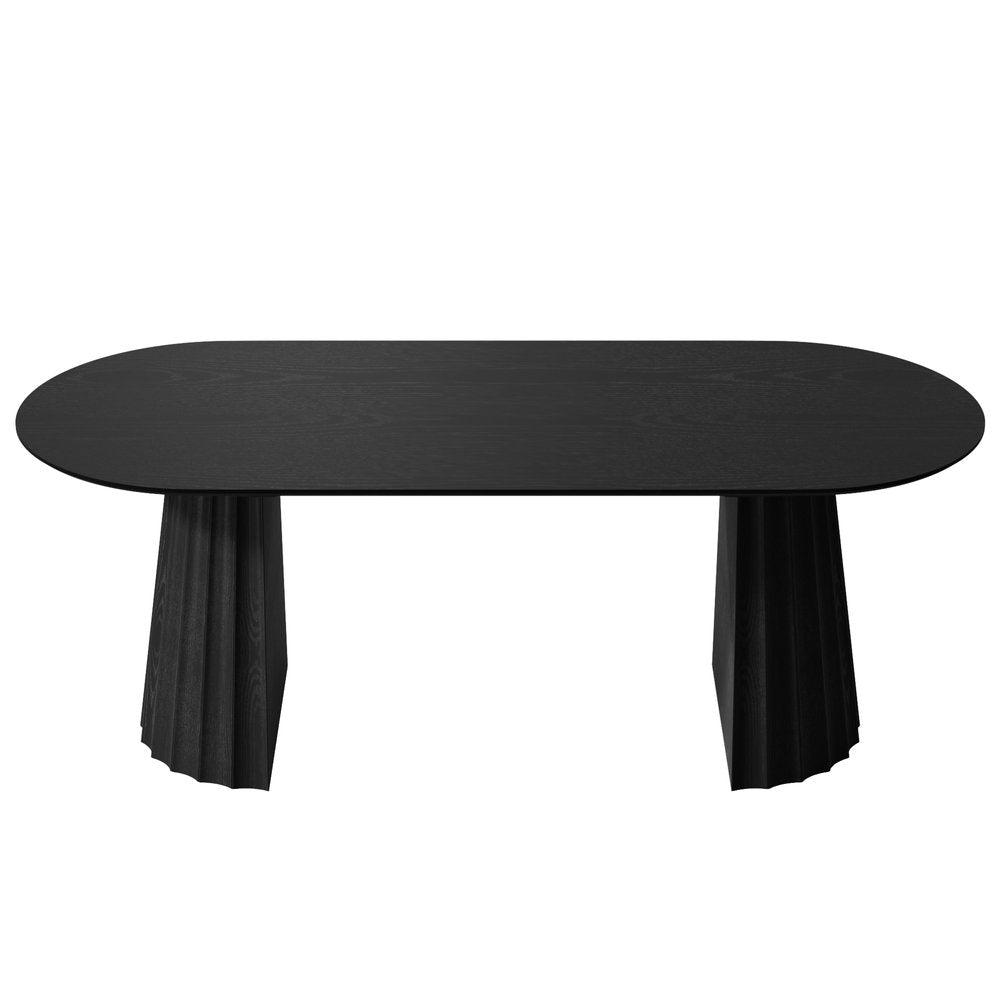 79" Natural Wood Double Pedestal Base Oval Dining Table