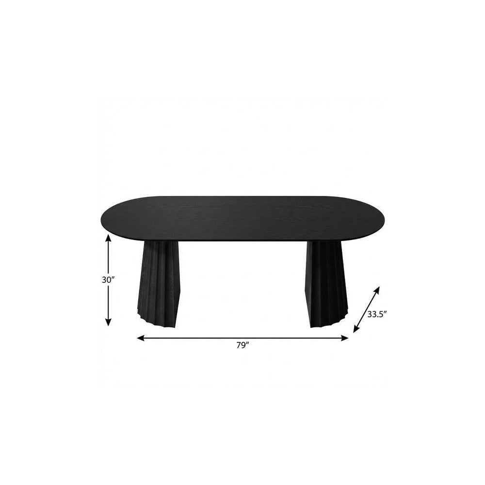 79" Natural Wood Double Pedestal Base Oval Dining Table
