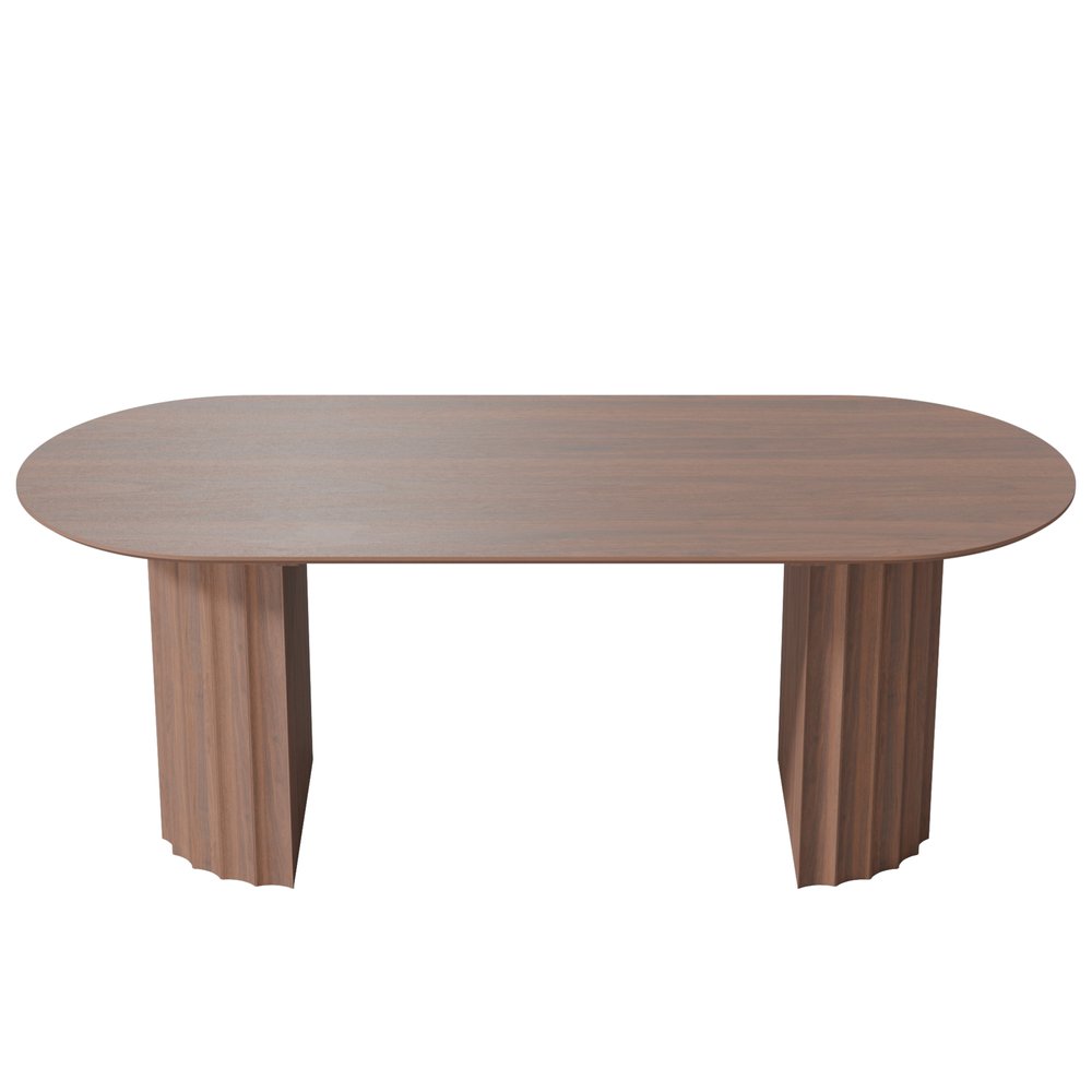 79" Brown Wood Double Pedestal Base Oval Dining Table