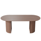 79" Brown Wood Double Pedestal Base Oval Dining Table