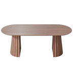 79" Natural Wood Double Pedestal Base Oval Dining Table