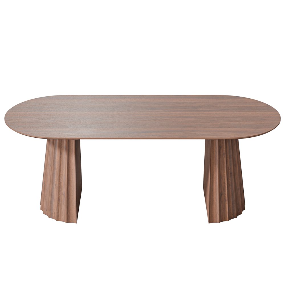 79" Natural Wood Double Pedestal Base Oval Dining Table