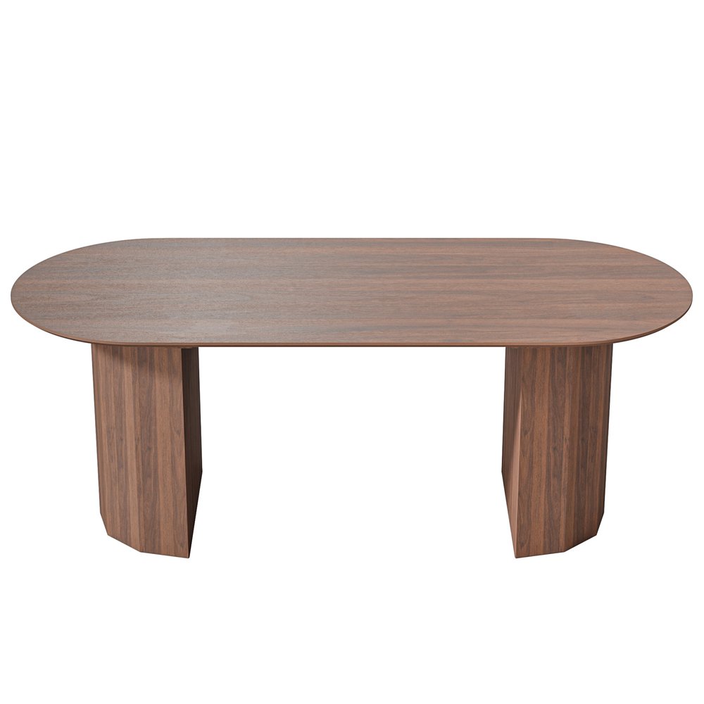 79" Brown Wood Double Pedestal Base Oval Dining Table