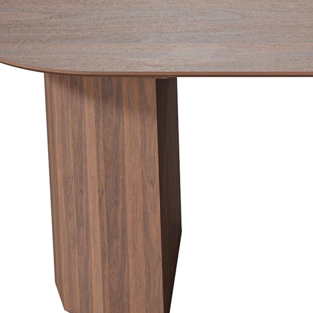79" Brown Wood Double Pedestal Base Oval Dining Table