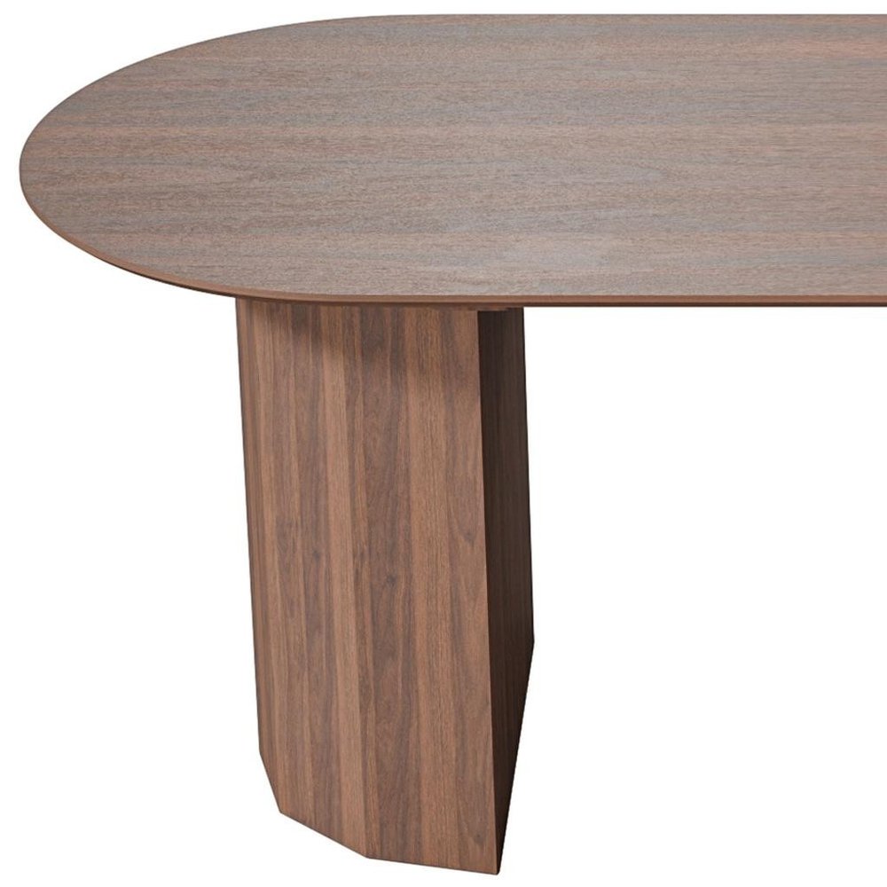 79" Brown Wood Double Pedestal Base Oval Dining Table