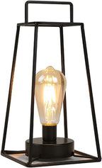 12" Black Geometric Novelty Lantern With Novelty Shade