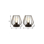 Set of Two 7" Black Geometric Cage Cordless Desk Lamps