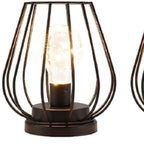 Set of Two 7" Black Geometric Cage Cordless Desk Lamps