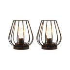 Set of Two 7" Black Geometric Cage Cordless Desk Lamps