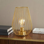 8" Gold Geometric Novelty Lantern With Novelty Shade