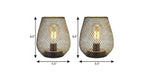 Set of Two 7" Antiqued Bronze Pierced Geometric Cordless Lantern Lamps