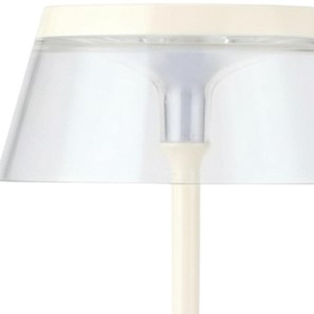 11" White Geometric Modern Industrial Battery Operated Desk Lamp
