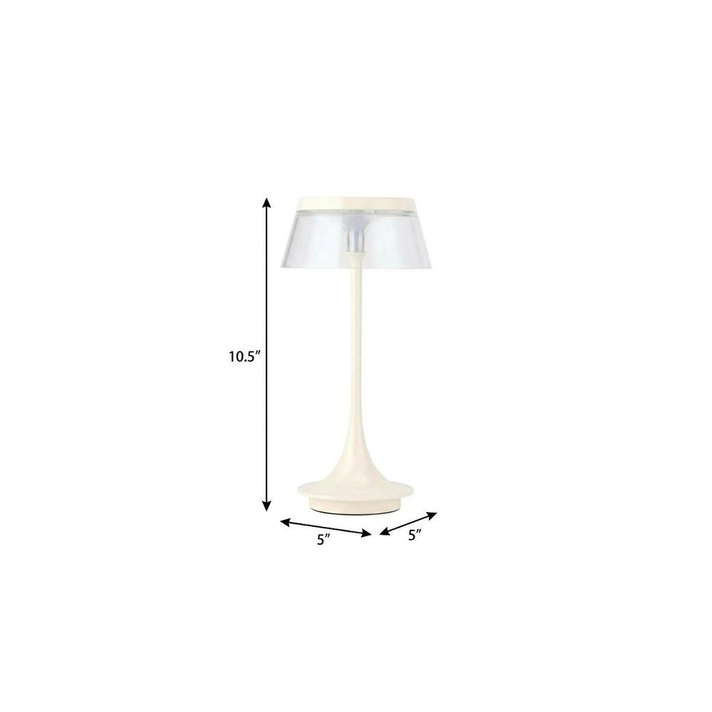 11" White Geometric Modern Industrial Battery Operated Desk Lamp