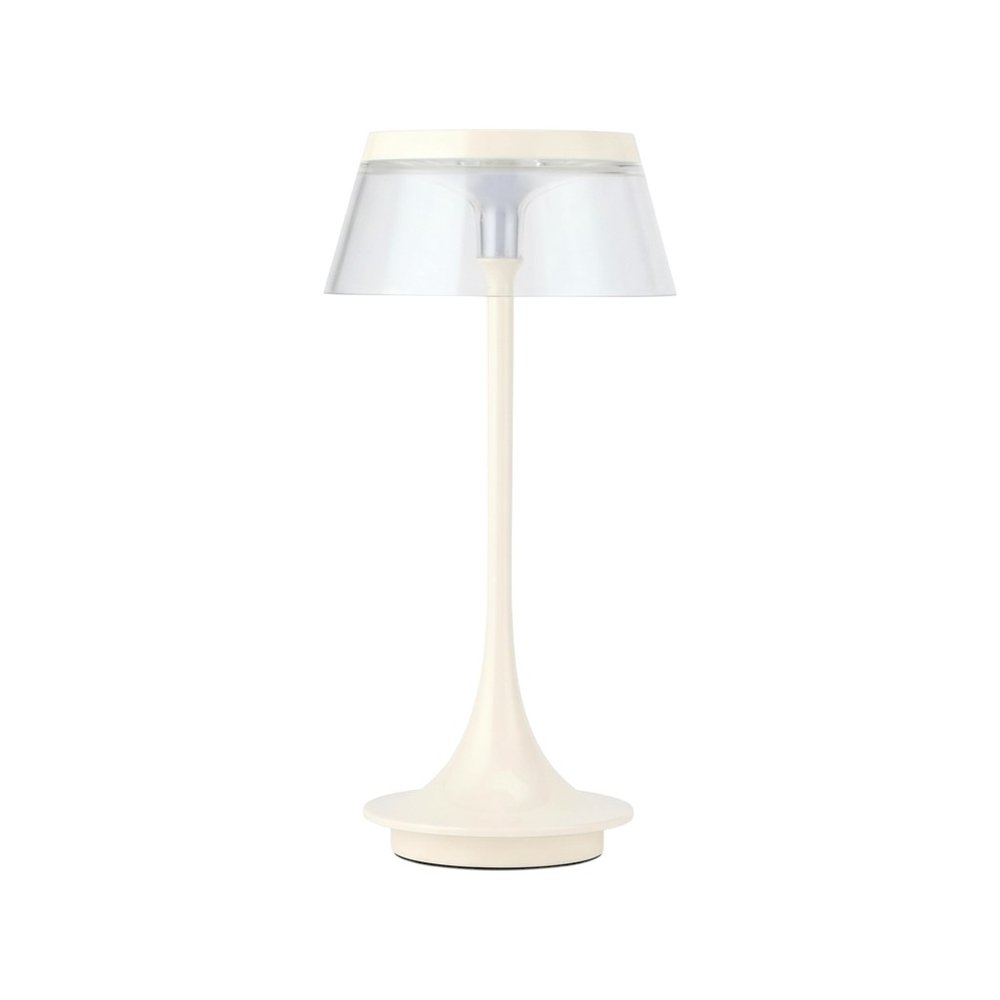 11" White Geometric Modern Industrial Battery Operated Desk Lamp