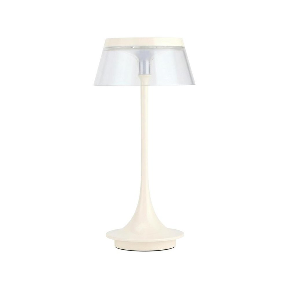 11" White Geometric Modern Industrial Battery Operated Desk Lamp