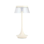 11" White Geometric Modern Industrial Battery Operated Desk Lamp