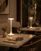 Set of Two 11" White Geometric USB Dimmable Table Lamps