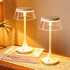 Set of Two 11" White Geometric USB Dimmable Table Lamps