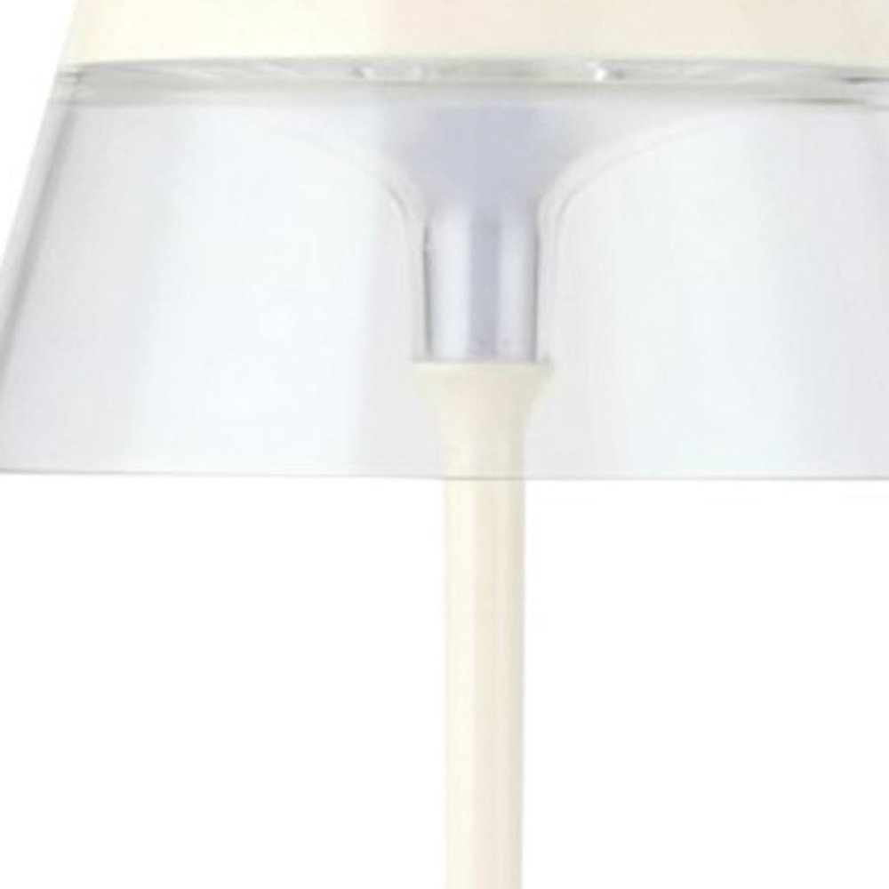 Set of Two 11" White Geometric USB Dimmable Table Lamps