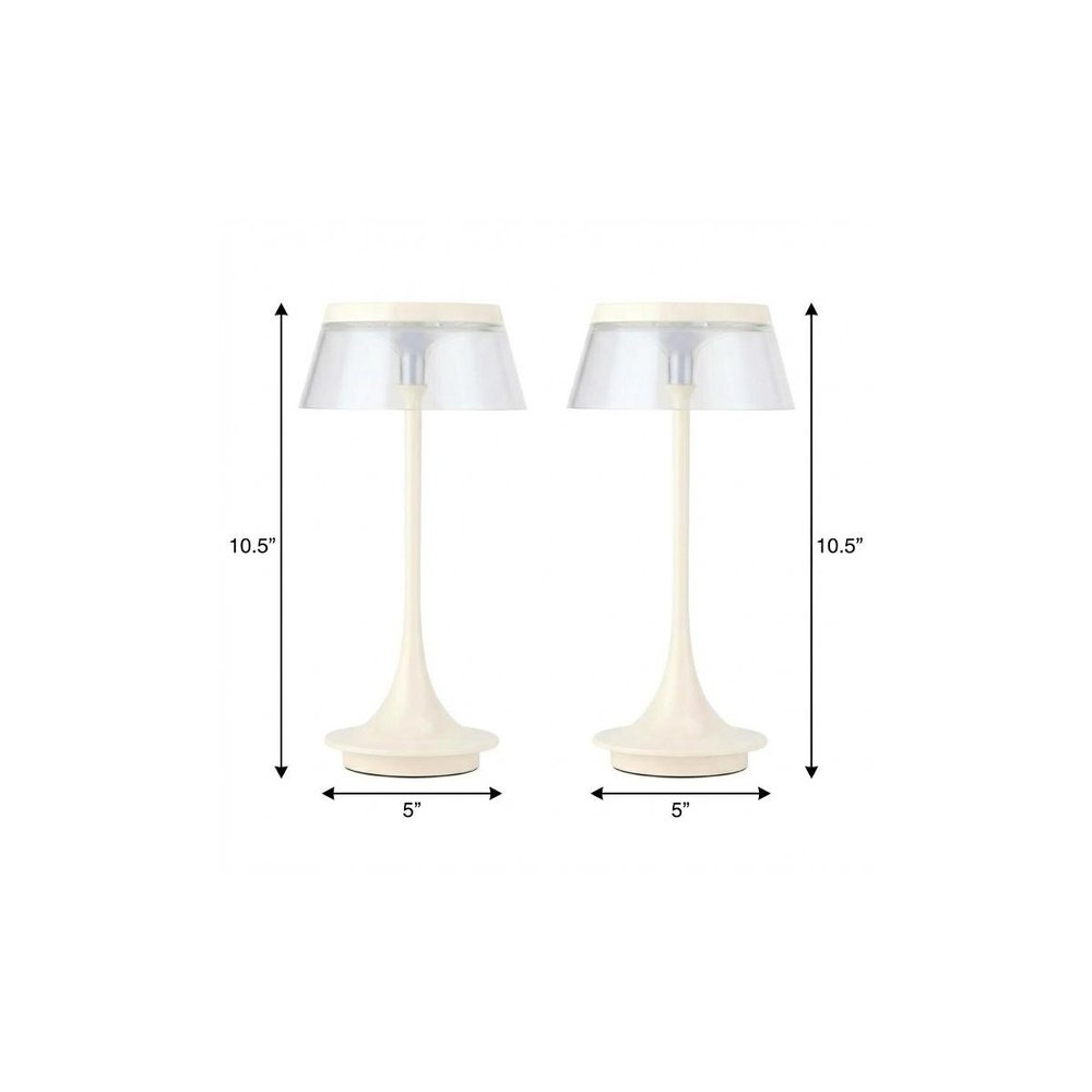 Set of Two 11" White Geometric USB Dimmable Table Lamps