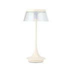 Set of Two 11" White Geometric USB Dimmable Table Lamps