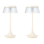 Set of Two 11" White Geometric USB Dimmable Table Lamps