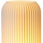 9" Beige Ribbed USB Lantern With Novelty Shade