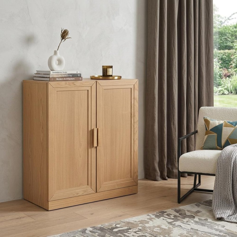 Set Of Four Brown Wood Corner Accent Cabinet With Two Doors