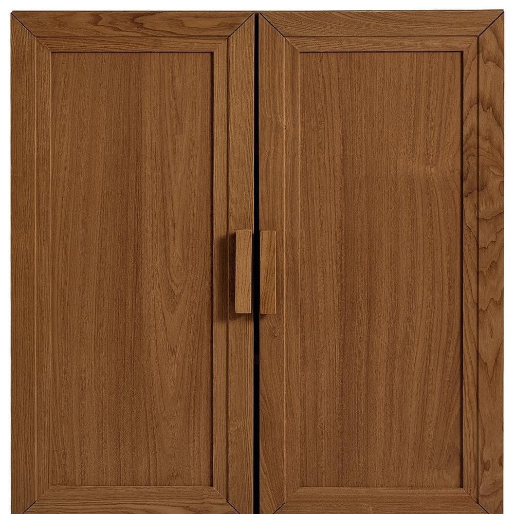 Set Of Four Walnut Wood Corner Accent Cabinet With Eight Doors