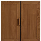 Set Of Four Walnut Wood Corner Accent Cabinet With Eight Doors