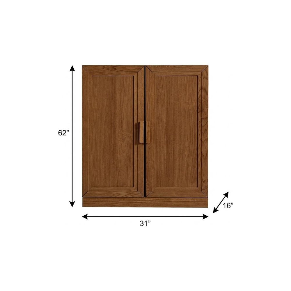 Set Of Four Walnut Wood Corner Accent Cabinet With Eight Doors