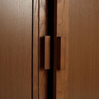 Set Of Four Walnut Wood Corner Accent Cabinet With Eight Doors
