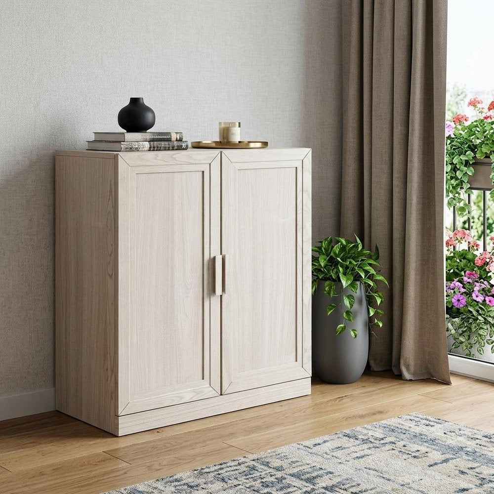 Set Of Four White Wood Corner Accent Cabinet With Two Doors