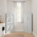 Set Of Four White Wood Corner Accent Cabinet With Two Doors