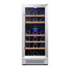 34" X 15" Silver Stainless Steel Dual Compartment Wine Refrigerator