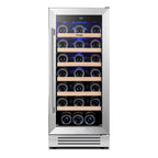 34" X 15" Silver Stainless Steel Single Compartment Wine Refrigerator
