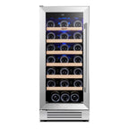 34" X 15" Silver Stainless Steel Single Compartment Wine Refrigerator