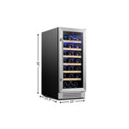 34" X 15" Silver Stainless Steel Single Compartment Wine Refrigerator